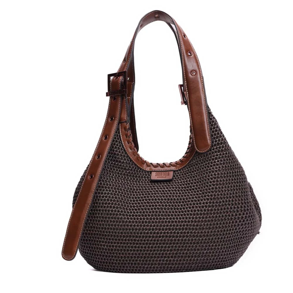 Bolsa Grande Tramado Alça de Ombro Marrom Dark Cocoa - vista 1 de 7