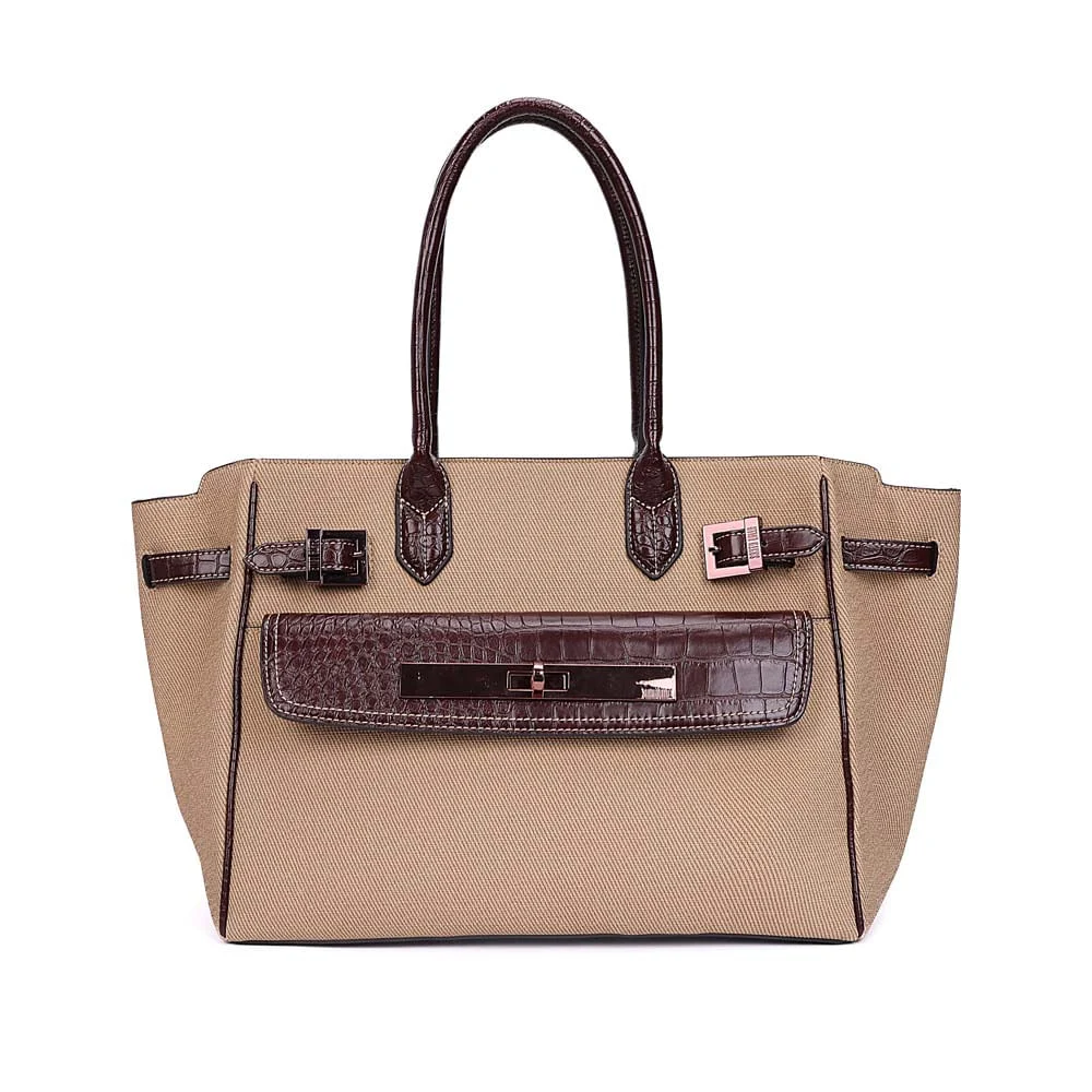 Bolsa Grande Canvas Alça De Ombro Bege Areia - vista 1 de 7