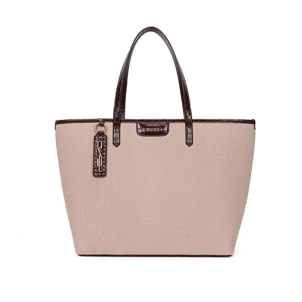 Bolsa Shopper Canvas Alça De Ombro Bege Sand - vista 1 de 7