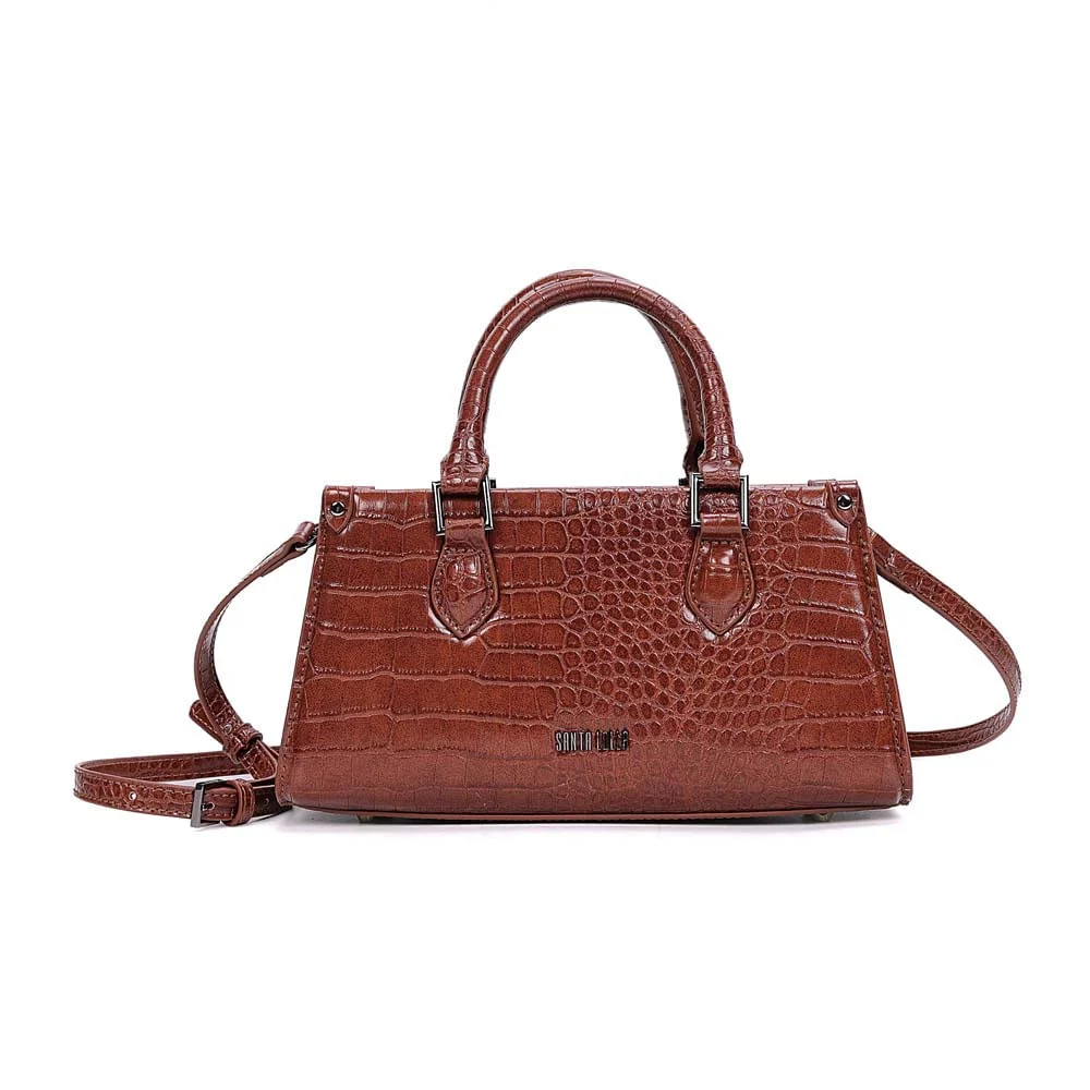 Bolsa Tote Croco Alça Dupla Marrom Terracota - vista 1 de 7