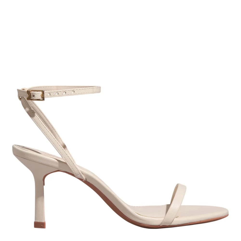 Sandália Couro Pelica Off White Salto Médio - vista 1 de 3