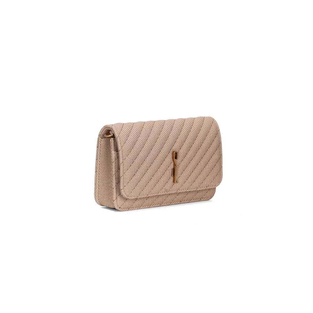 Bolsa Quadrada Pequena Tecido Canvas Bege Transversal - vista 2 de 2