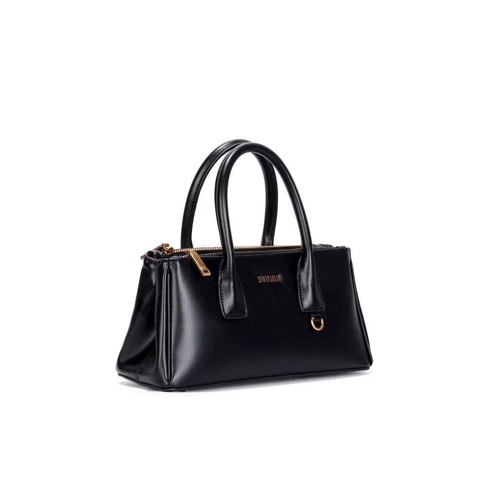 Bolsa Quadrada Pequena Soft Liso Preto Tiracolo - vista 2 de 3
