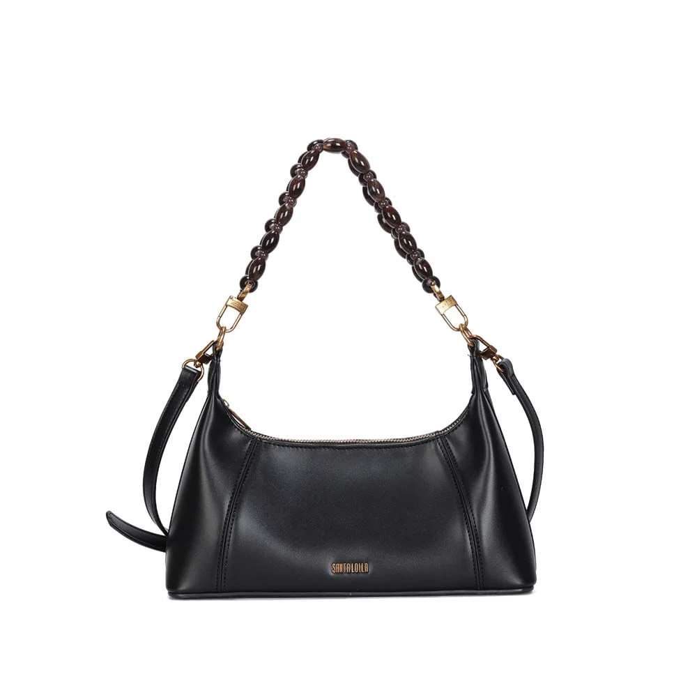 Bolsa Média Soft Liso Preto Alça Miçangas - vista 1 de 2
