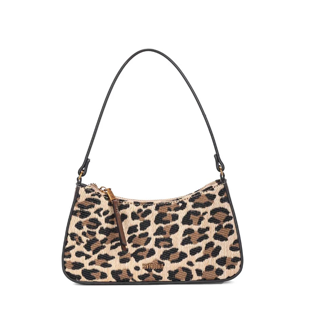 Bolsa Baguete Média Tramado Animal Print Onça - vista 1 de 3