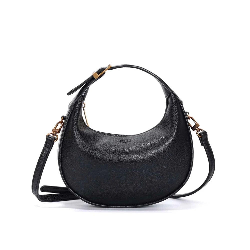 Bolsa Hobo Média Floater Texturizado Preto - vista 1 de 3