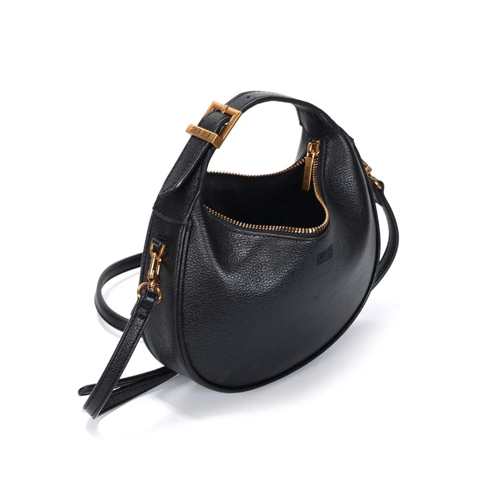 Bolsa Hobo Média Floater Texturizado Preto - vista 3 de 3
