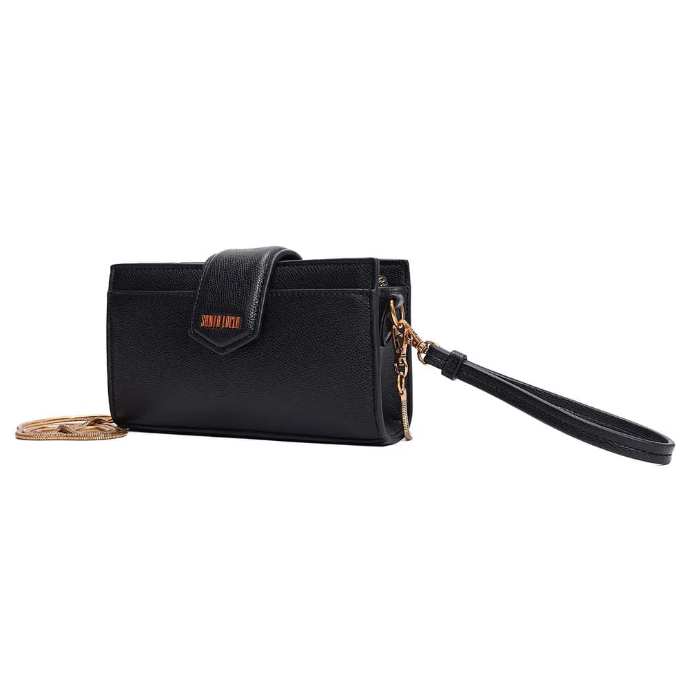 Bolsa Carteira Risco Preto Alça Metalizada - vista 3 de 7