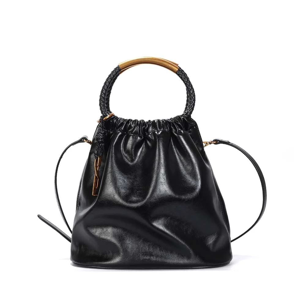 Bolsa Bucket Média Rústico Preto Transversal - vista 1 de 4