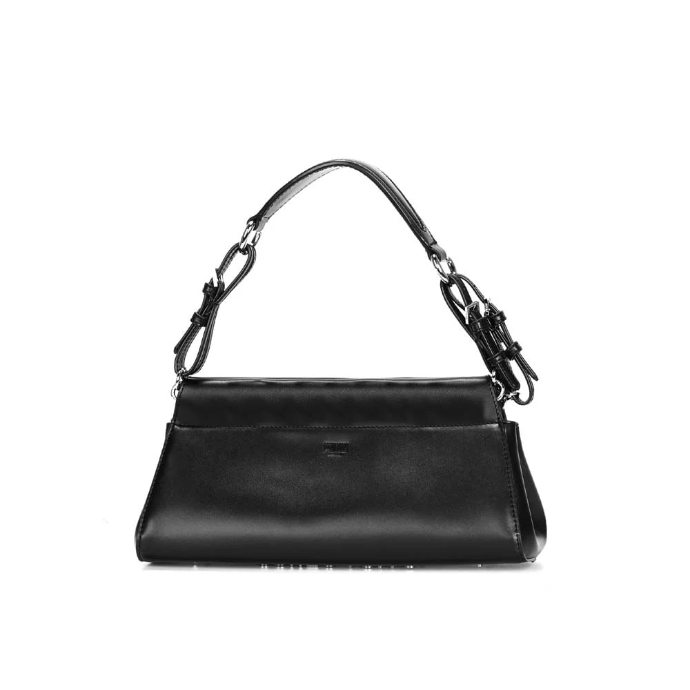 Bolsa Baguete Média Soft Liso Alça Fivela Preta - vista 1 de 3