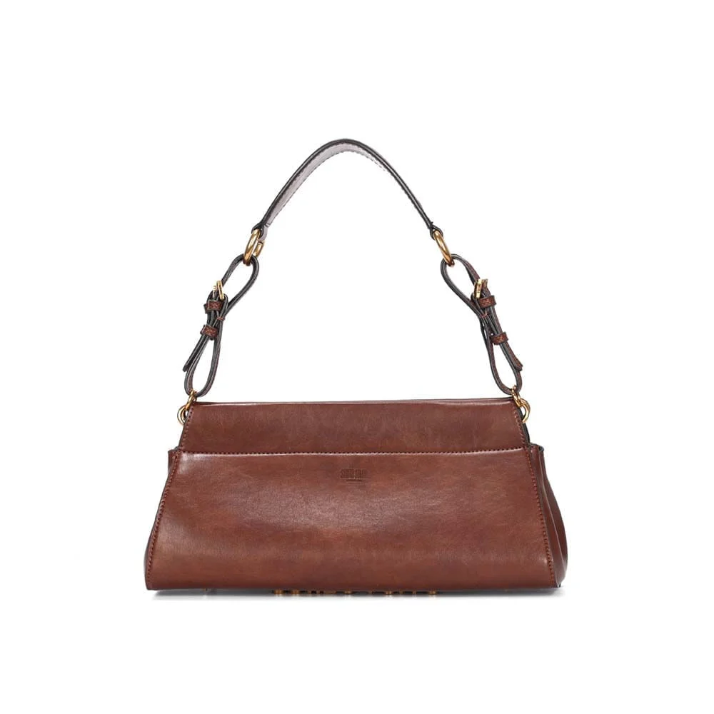 Bolsa Média Rústico Estruturado Marrom Dark Alça Fivela - vista 2 de 6