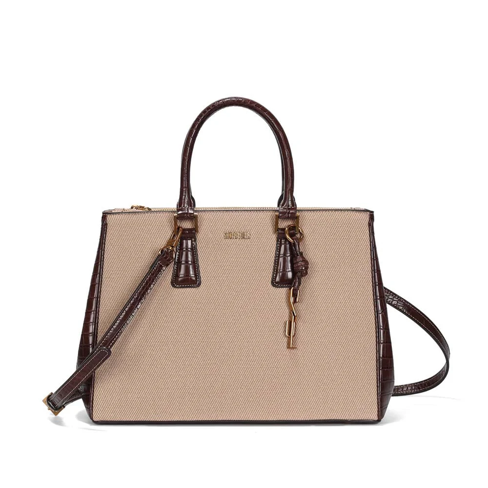Bolsa Tote Grande Canvas Alça Transversal Bege Areia - vista 1 de 2