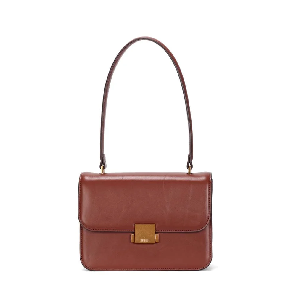Bolsa Média Soft Liso Marrom Terracota Alça De Mão - vista 1 de 4
