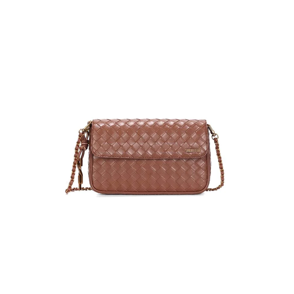 Bolsa Média Quadrada Tressê Terracota Alça Corrente - vista 1 de 2