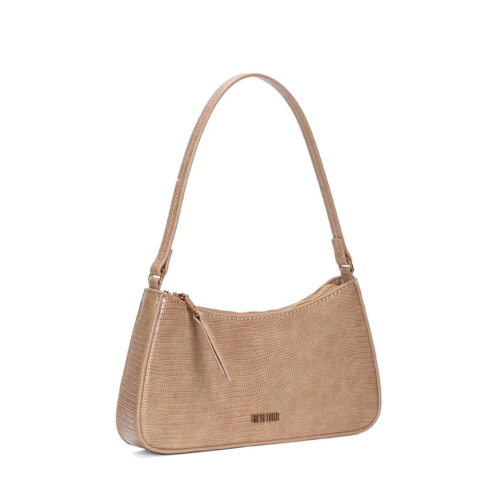 Bolsa Baguete Média Lizard Texturizada Bege Areia - vista 1 de 2