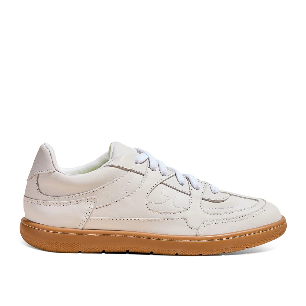 Tênis Couro Sneaker Branco Recortes - vista 1 de 2