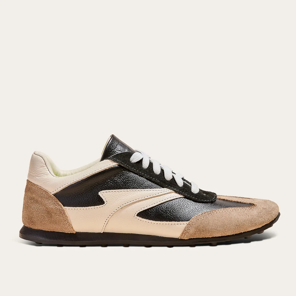 Tênis Jogging Camurça Bege Fog Recortes - vista 1 de 2