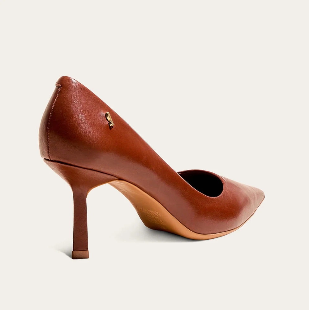Scarpin Couro Premium Marrom Terracota Salto Baixo - vista 2 de 3