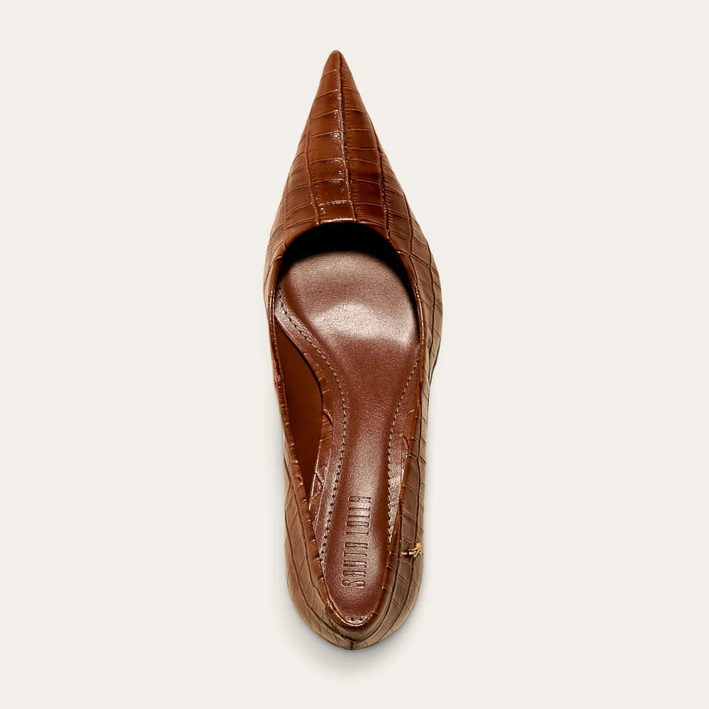 Scarpin Croco Italiano Terracota Salto Kitten - vista 3 de 3