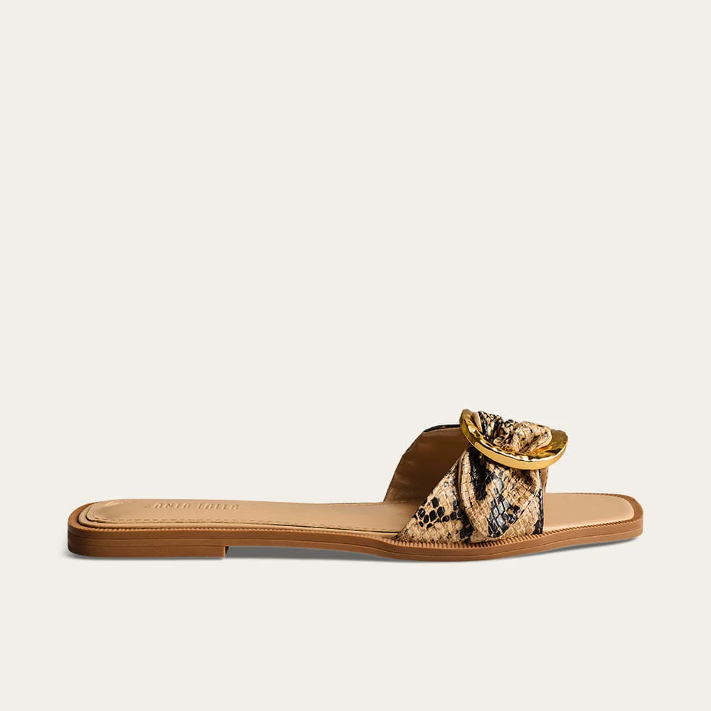 Rasteira Cobra Animal Print Fivela - vista 1 de 3