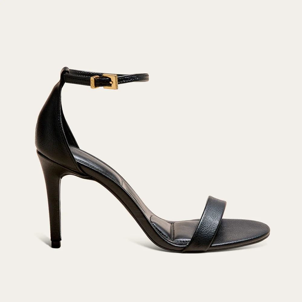 Sandália Napa Soft Liso Preto Salto Alto - vista 1 de 3