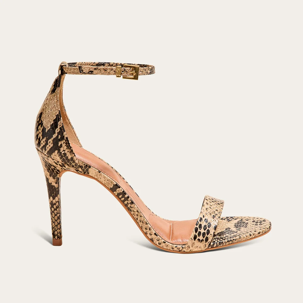 Sandália Couro Estampa Cobra Animal Print Salto Alto - vista 1 de 3