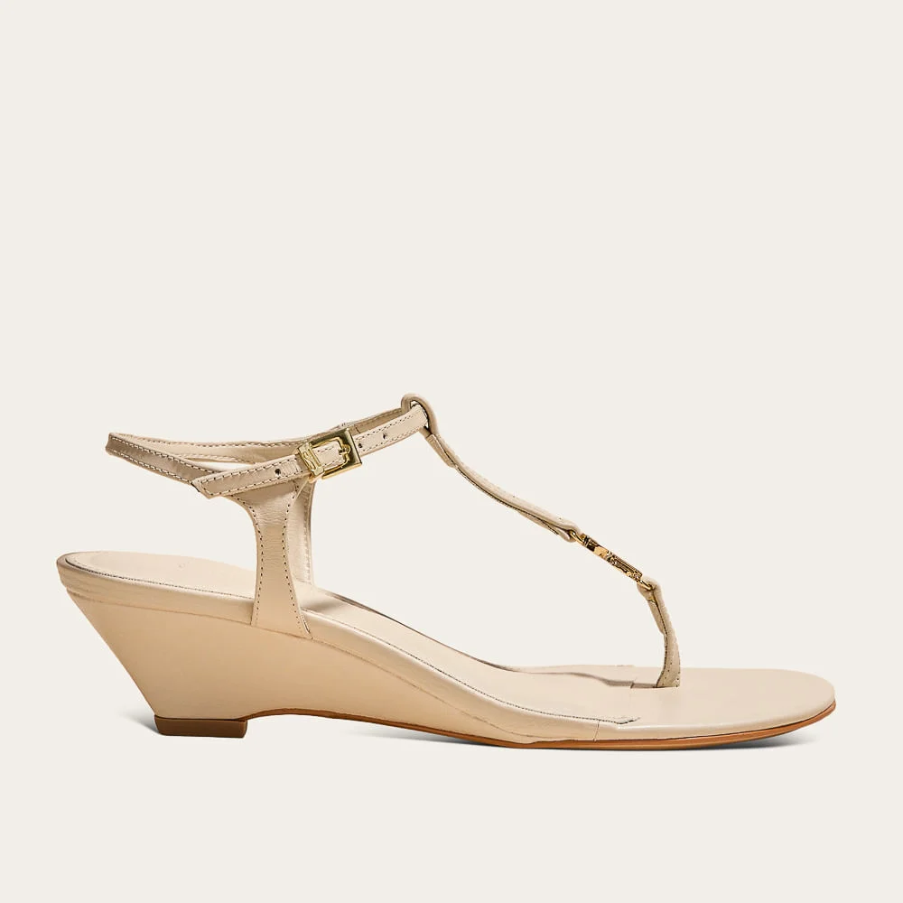 Sandália Napa Soft Off White Salto Baixo Anabela - vista 1 de 3
