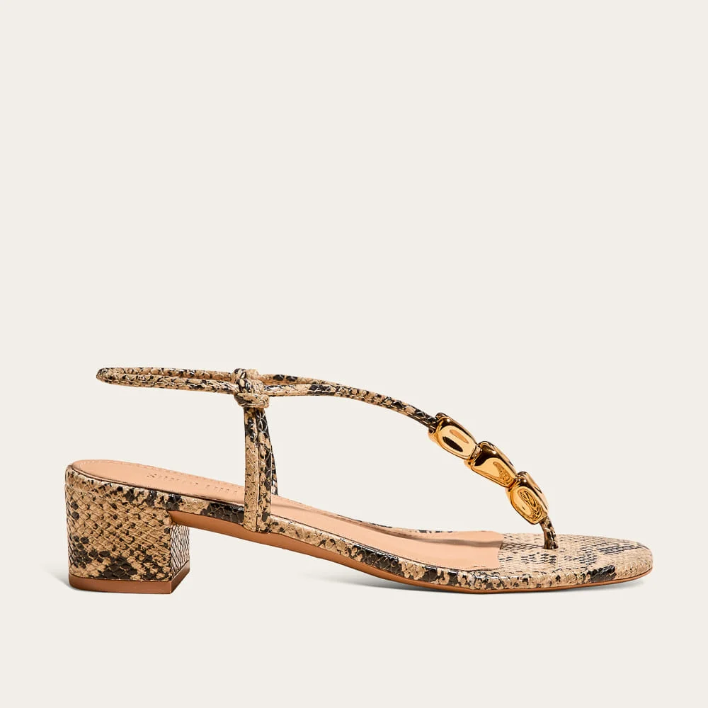 Sandália Couro Cobra Animal Print Metal - vista 1 de 4