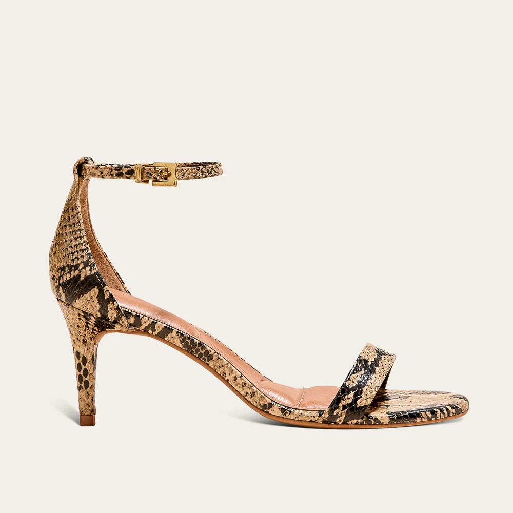 Sandália Animal Print Cobra Salto Médio - vista 1 de 3