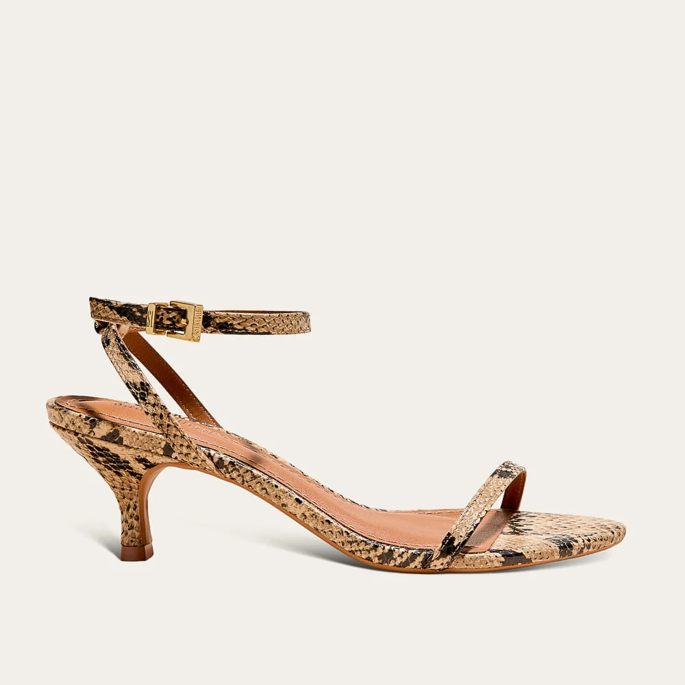Sandália Animal Print Cobra Salto Baixo - vista 1 de 3