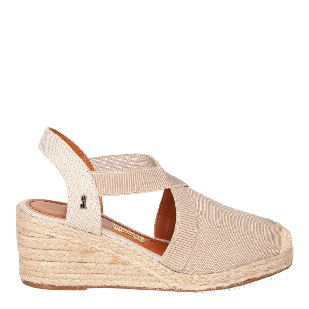 Sandália Espadrille Bico Crochê Bege Nude - vista 1 de 3