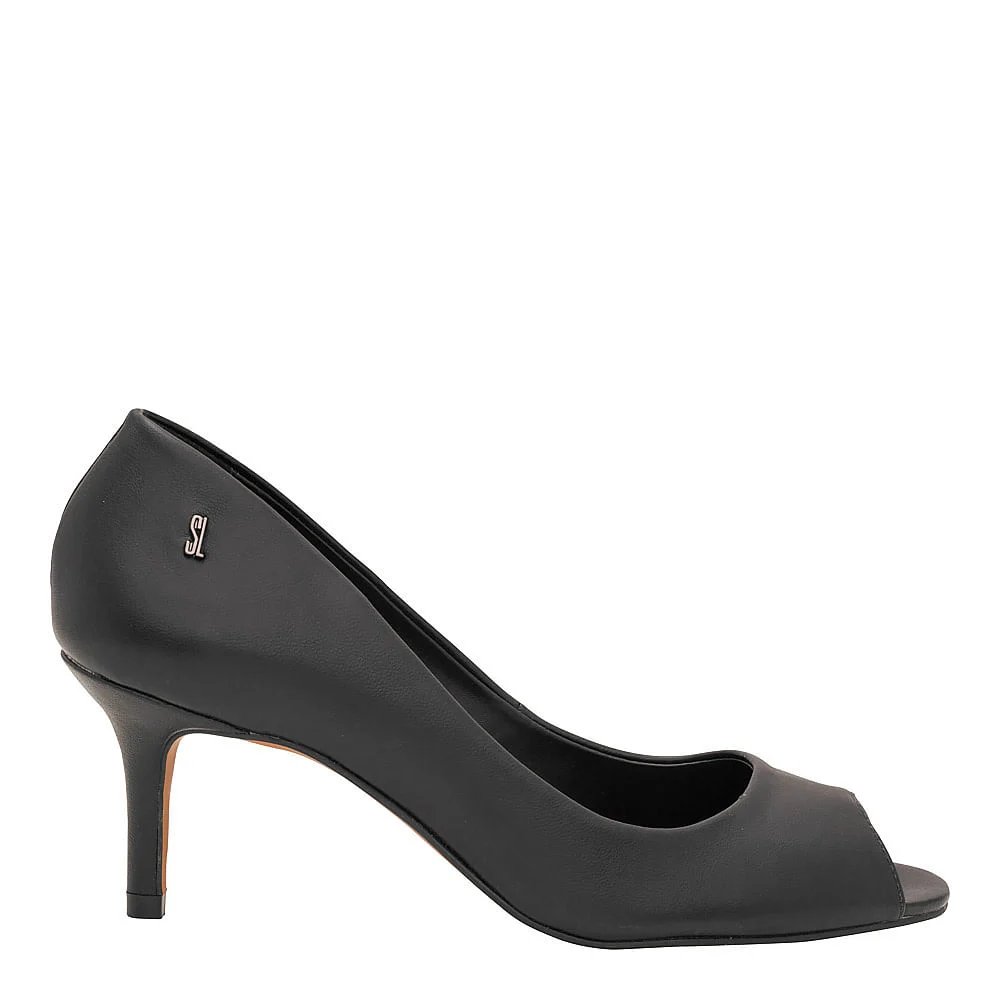 Peep Toe Ecoweart Salto Baixo Preto - vista 1 de 5