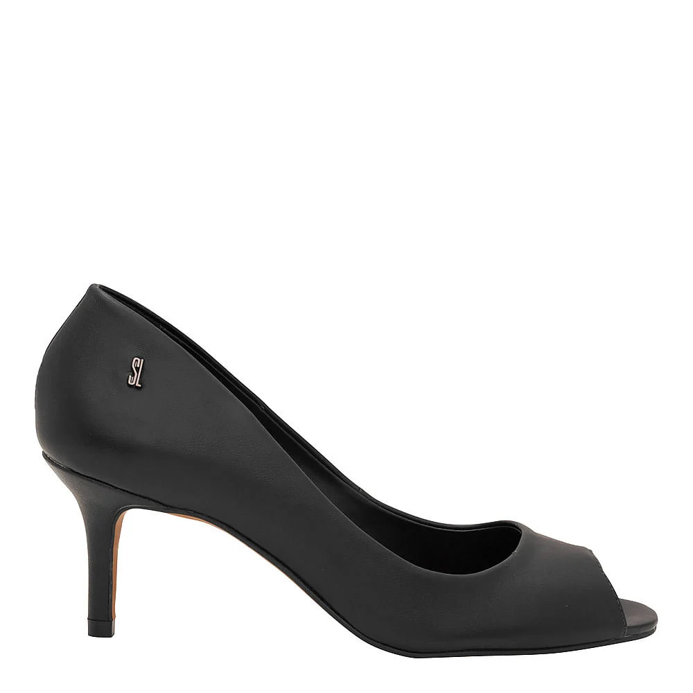 Peep Toe Ecoweart Salto Baixo Preto - vista 2 de 5