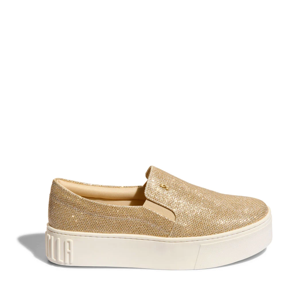 Tênis Slip On Flatform Galaxxy Dourado Brilho - vista 1 de 4