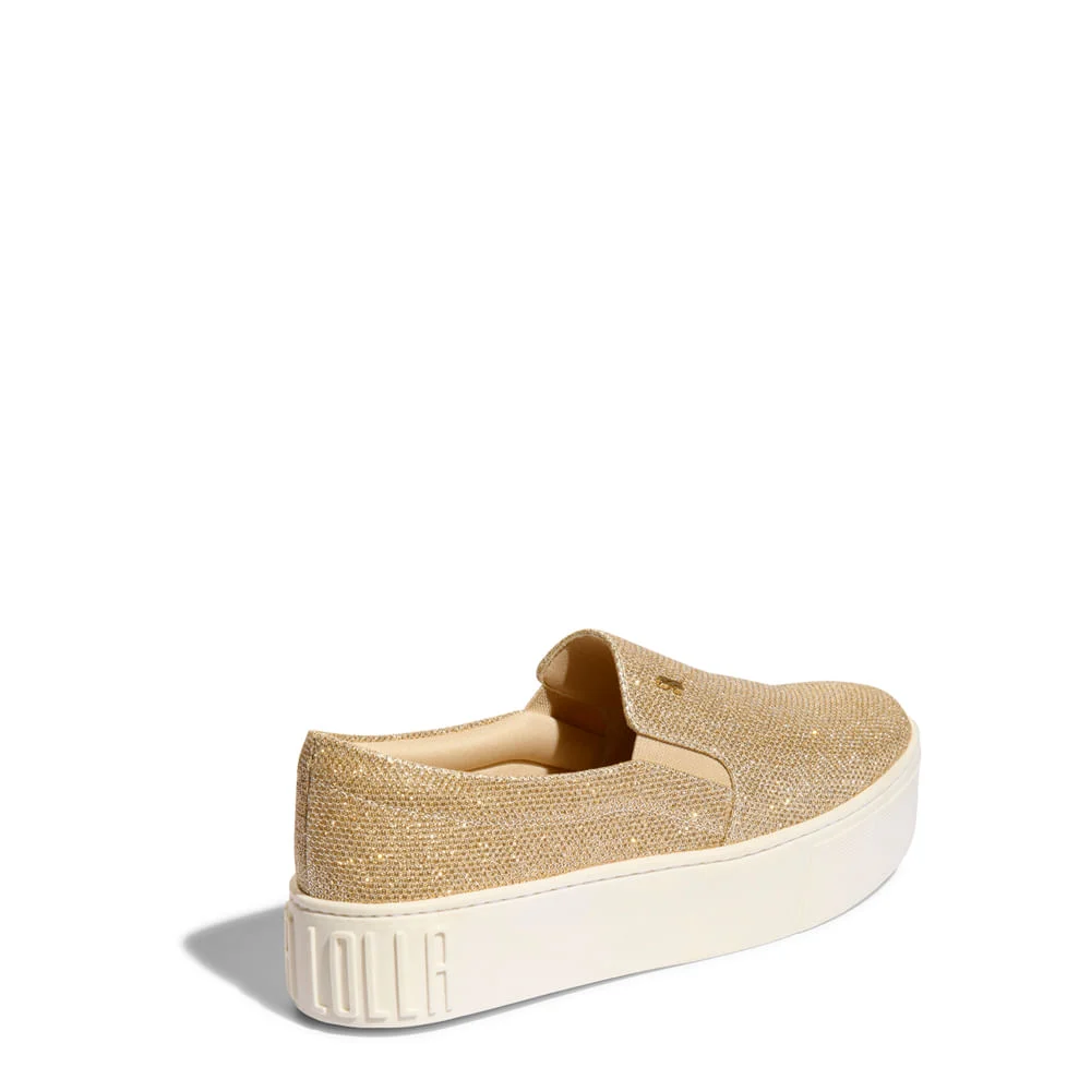 Tênis Slip On Flatform Galaxxy Dourado Brilho - vista 4 de 4