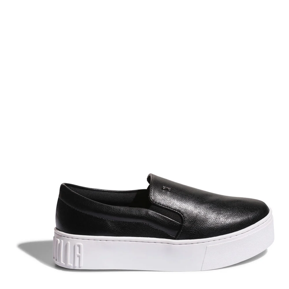 Tênis Slip On Plataforma New Pele Preto - vista 2 de 5