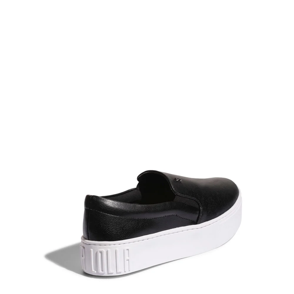 Tênis Slip On Plataforma New Pele Preto - vista 5 de 5