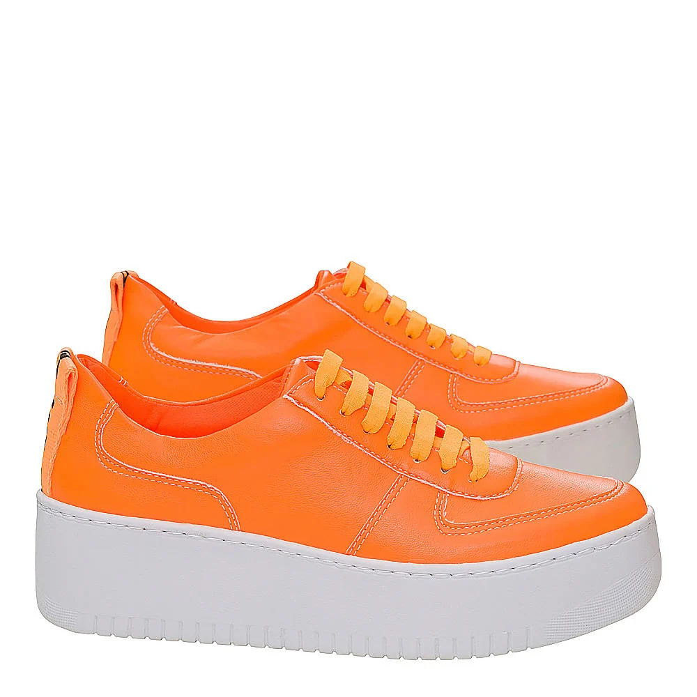 Tênis Plataforma Laranja Neon - vista 2 de 3