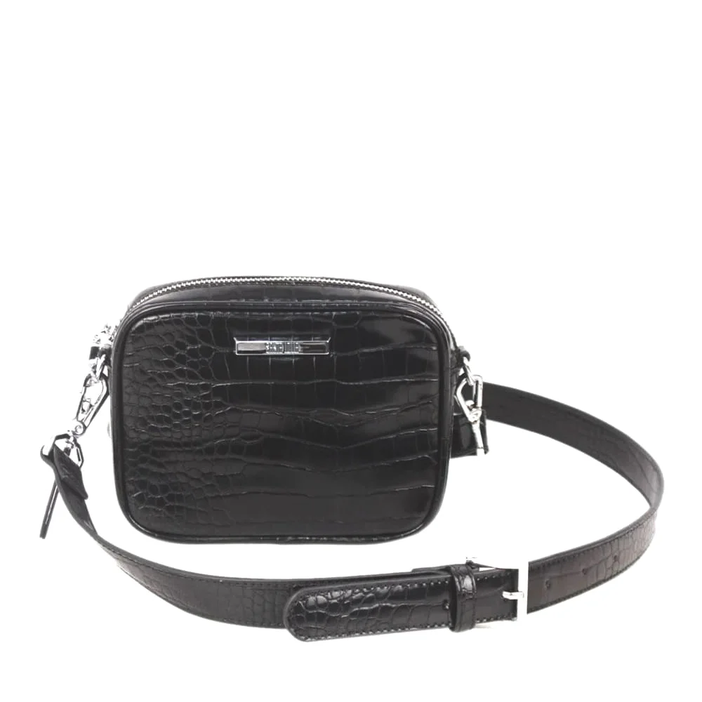 Bolsa Couro Croco Pequena Preto - vista 1 de 3