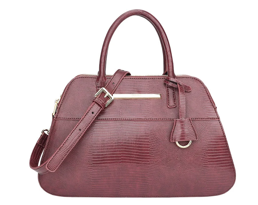 Bolsa Grande Couro Lizard Vinho - vista 1 de 4