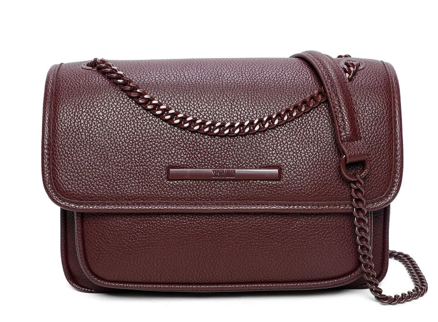 Bolsa Média Esmaltada Vinho - vista 1 de 4