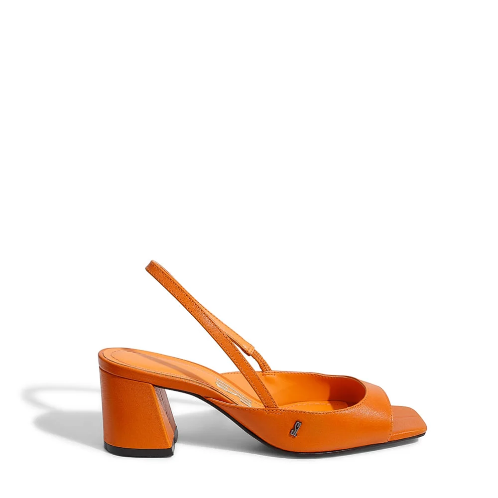 Peep Toe Slingback Bico Quadrado Laranja - vista 1 de 3