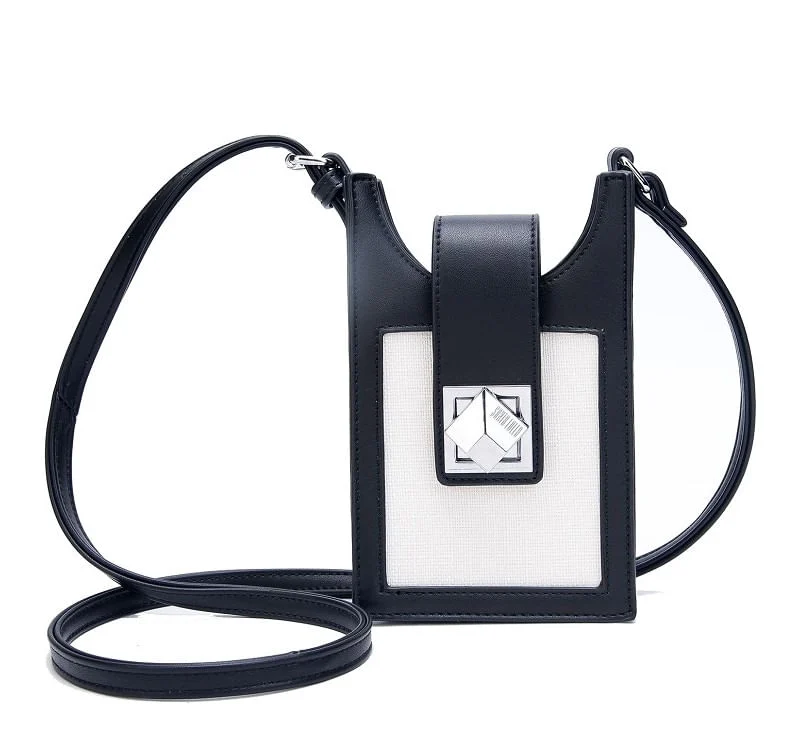 Bolsa Phone Bag Linho Preto e Branco - vista 1 de 4