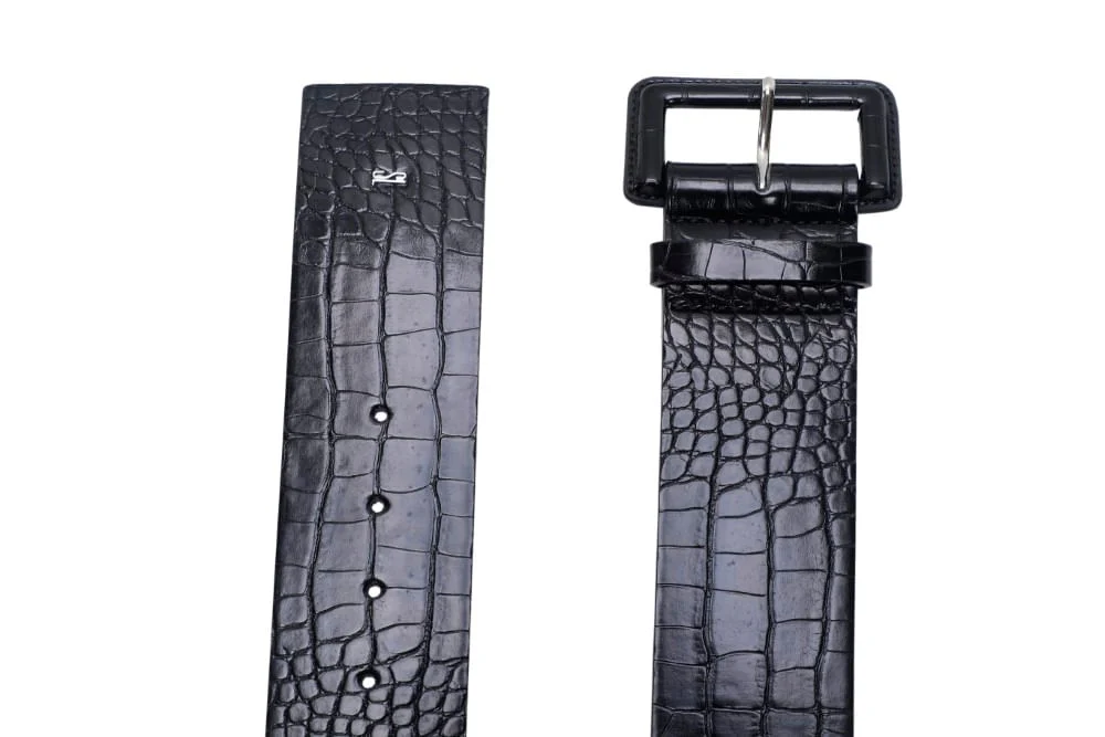 Cinto Croco Alto Brilho Preto - vista 3 de 3