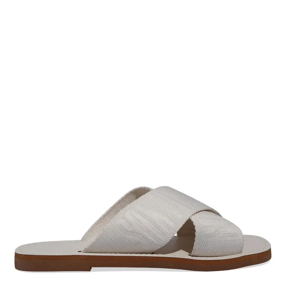 Rasteira Tiras Cruzadas Gorgurão Off White - vista 1 de 4