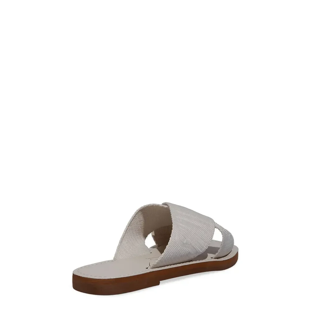 Rasteira Tiras Cruzadas Gorgurão Off White - vista 3 de 4