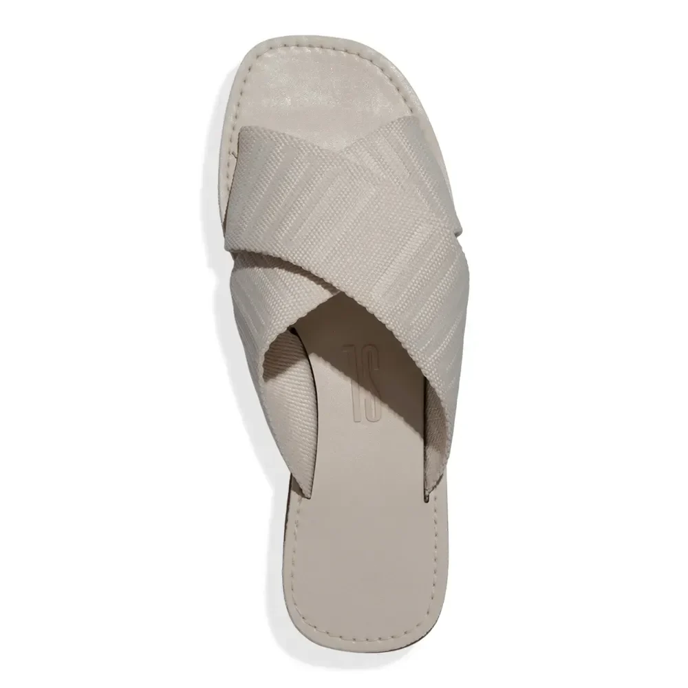 Rasteira Tiras Cruzadas Gorgurão Off White - vista 4 de 4