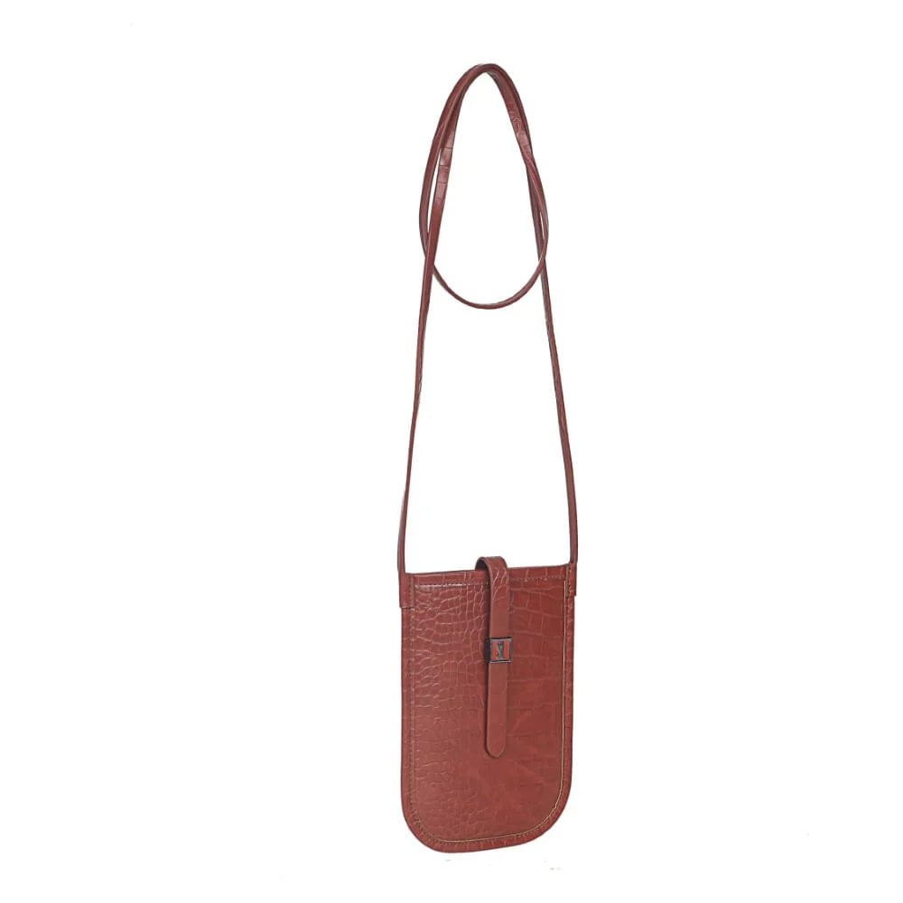 Bolsa Croco Alto Brilho Marrom Rust - vista 2 de 7