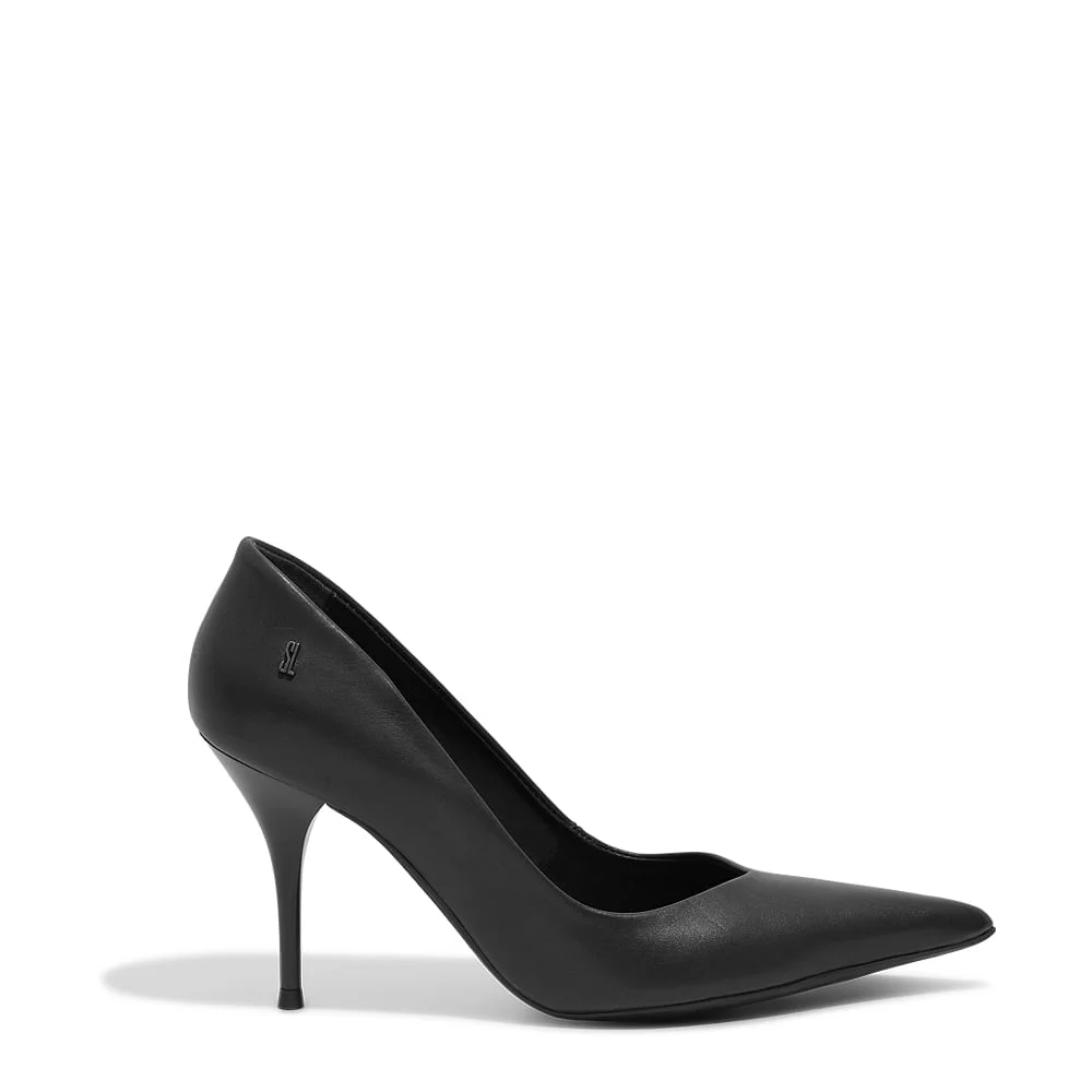 Scarpin Couro Pelica Preto Bico Fino - vista 1 de 3