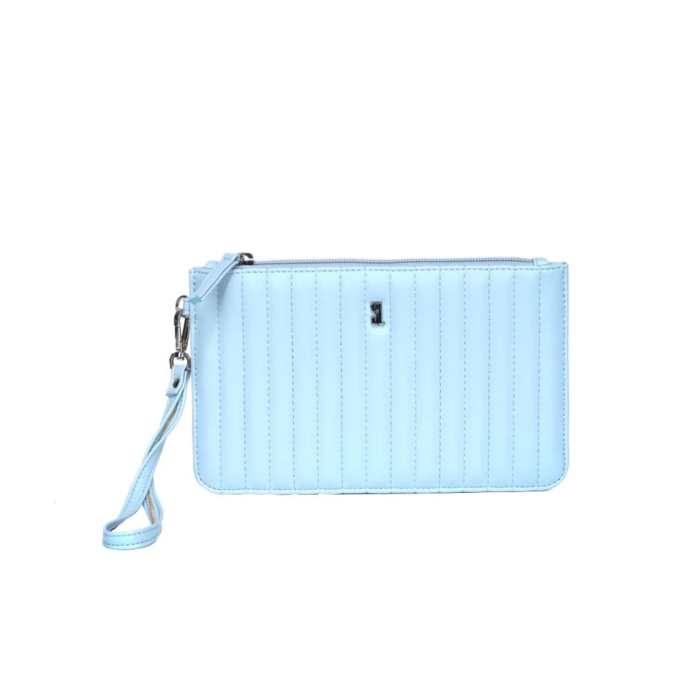 Clutch Puffer de Couro Mestiço Azul Nuvem - vista 1 de 6